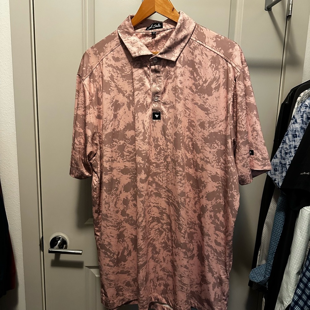 Bad Birdie Pink Polo Shirt with Floral Print